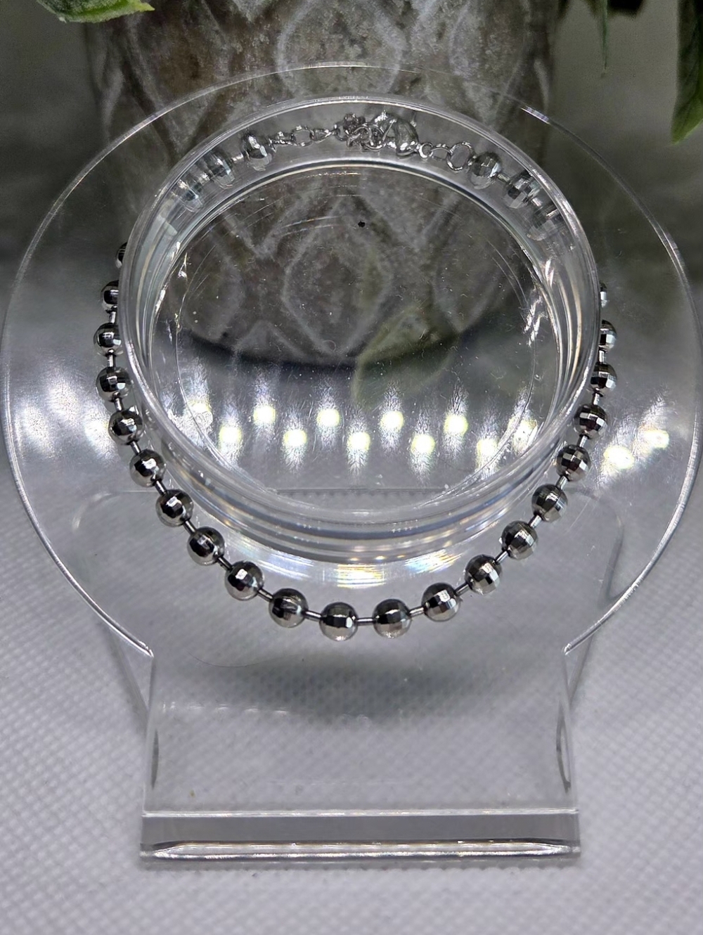 Silver Beaded Ball Chain Bracelet